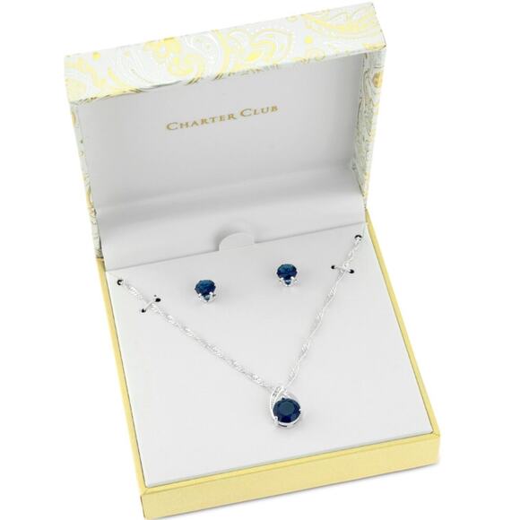 Silver Tone Stunning Crystal Necklace Earrings (2 Piece Set) Women's Fashion NEW - Picture 1 of 4